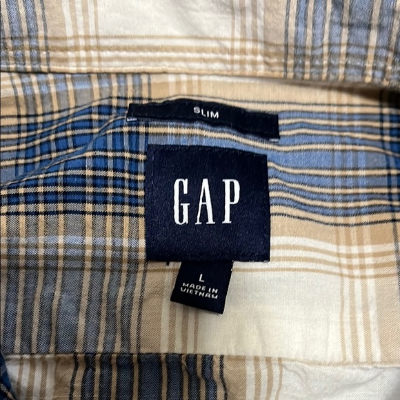 Gap Men's Blue and White Plaid Shirt - Picture 2 of 3